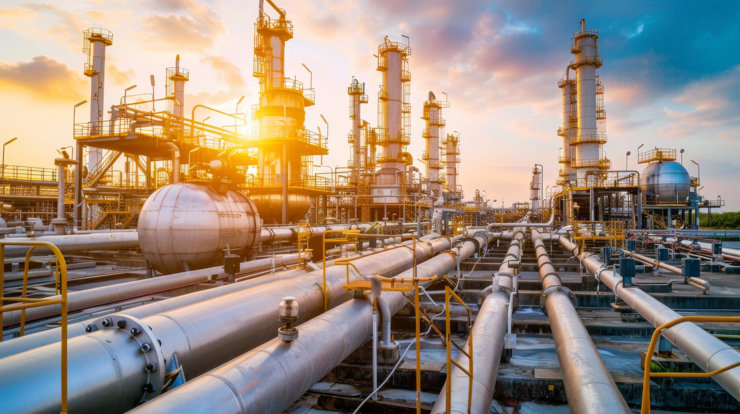 industrial zone of oil and gas refinery plant. oil storage tank of oil refinery factory.